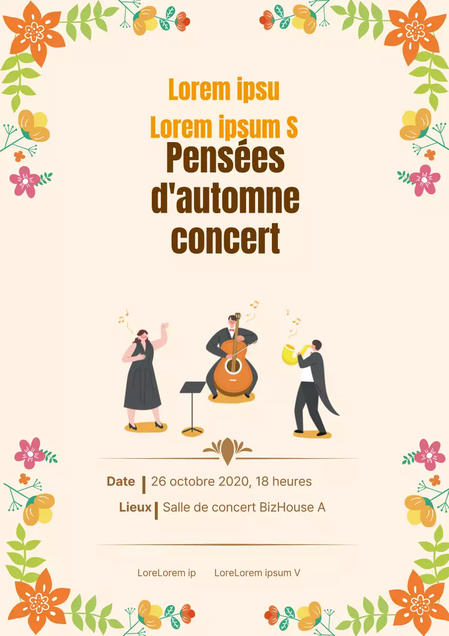 Illustration beige promotion d'un concert pour un festival de musique en automne
