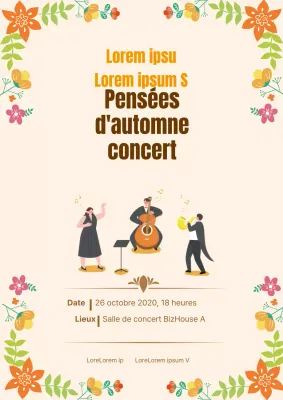 Illustration beige promotion d'un concert pour un festival de musique en automne
