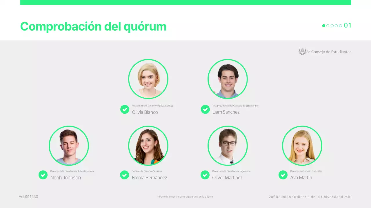 Una sencilla reunión del consejo de estudiantes en verde lima