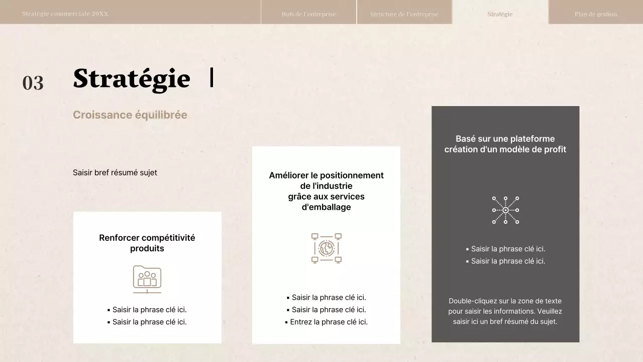 Rapport de stratégie d'entreprise avec une texture de papier beige