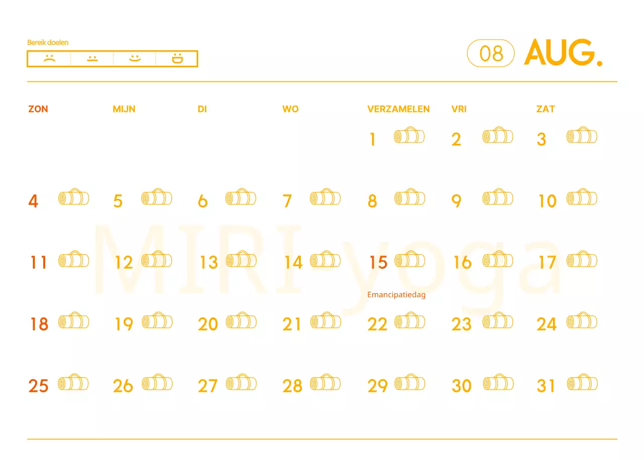 Oranje kalenders om weg te geven als je je yogastudio promoot