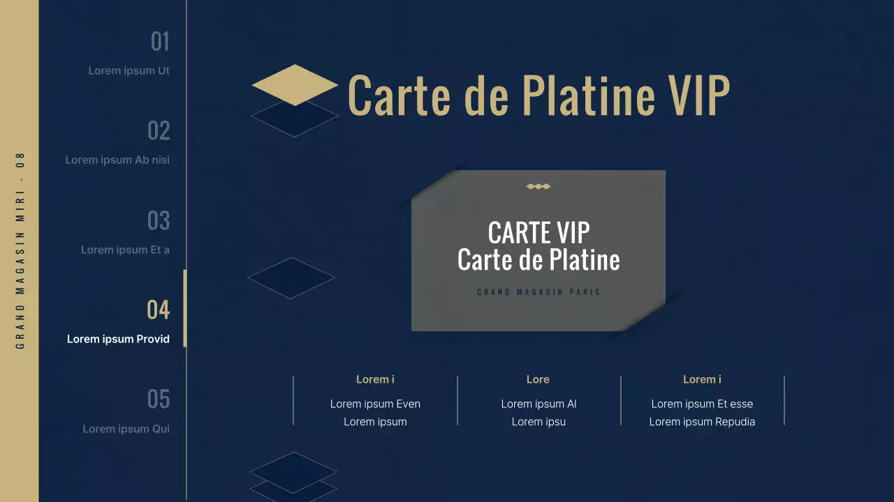 Club VIP du grand magasin de luxe en bleu marine