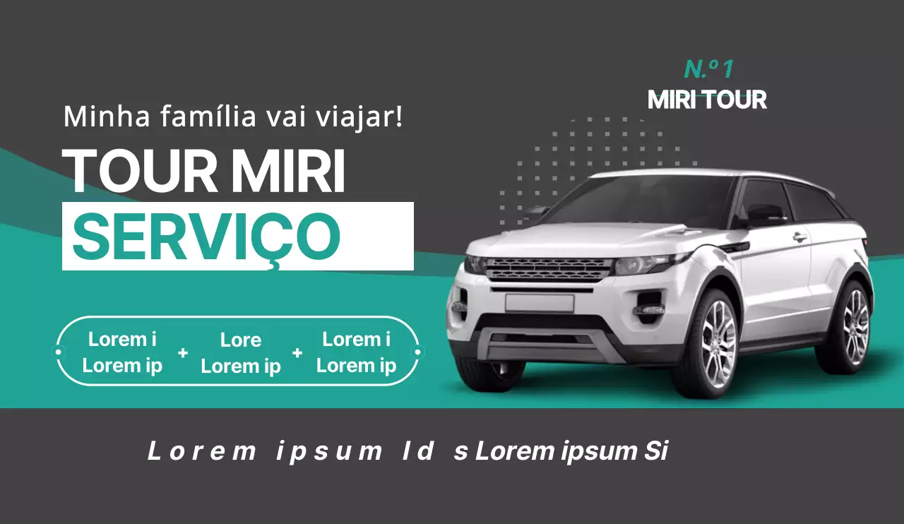 Conceber um anúncio de aluguer de automóveis elegante e com cor de menta