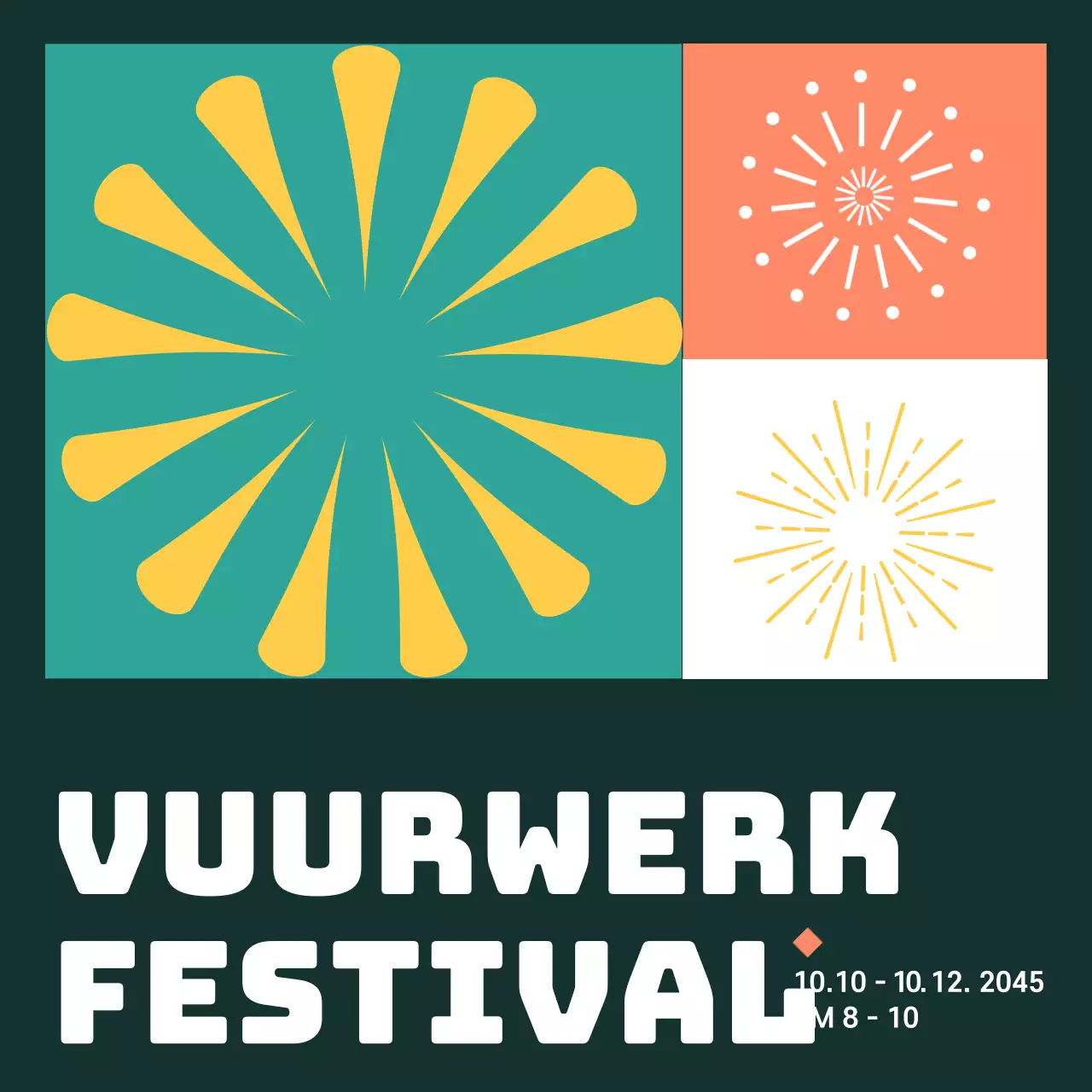 Turquoise vuurwerk poster