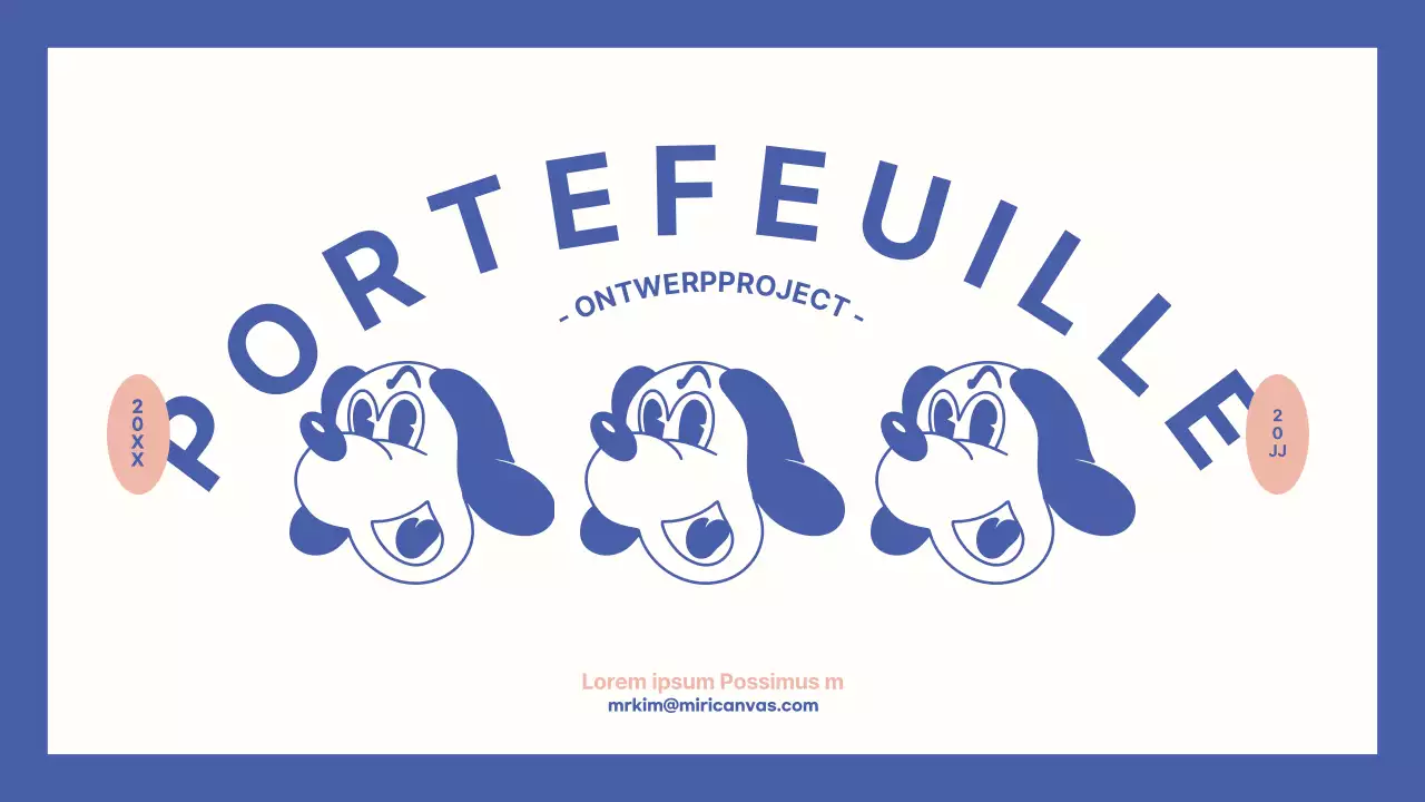 Design portfolio voor een vintage retro concept in marineblauw en geel