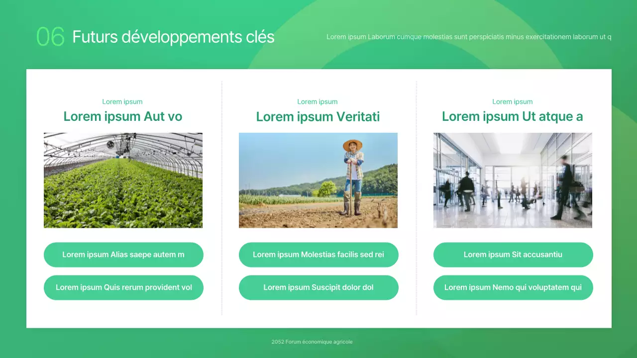 Vert et simple : l'agriculture et l'entreprise Présentations du séminaire du forum économique