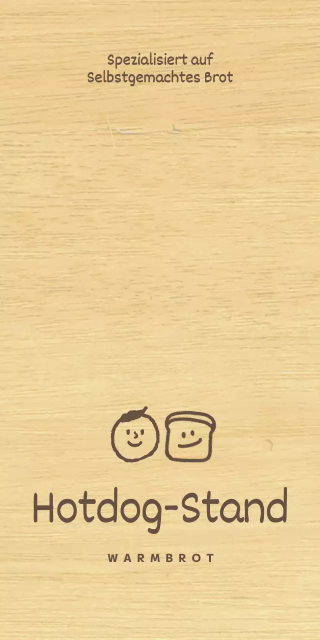 Bäckerei-Stil mit braunen, gezeichneten Menschen und Brot-Illustrationen