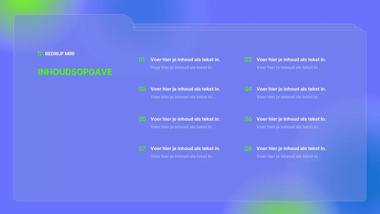 Eenvoudige mappen in blauw en fluorescerende kleuren