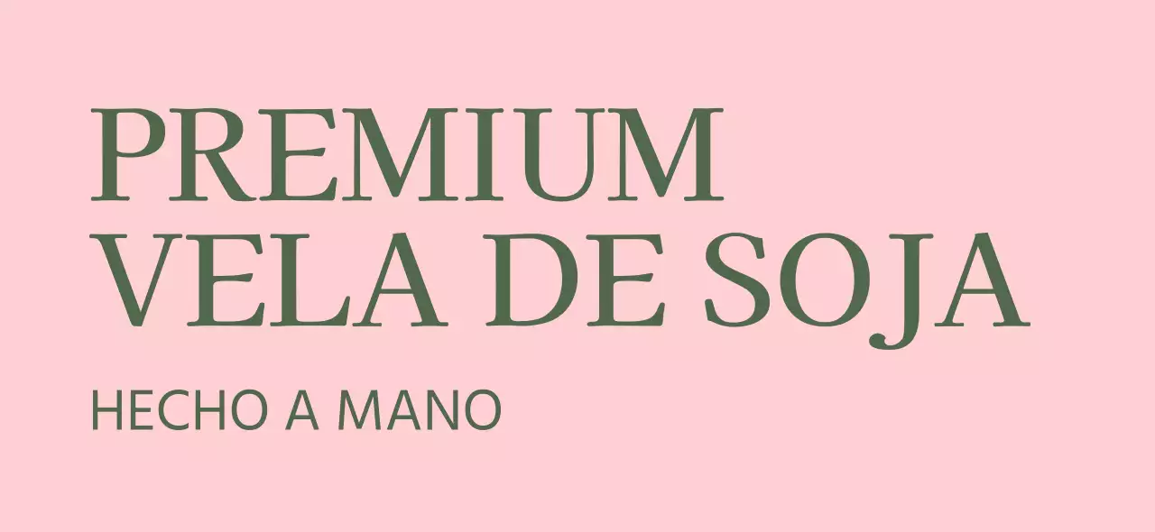 Promociona tu tienda de velas de soja artesanales con texto en rosa y verde oscuro