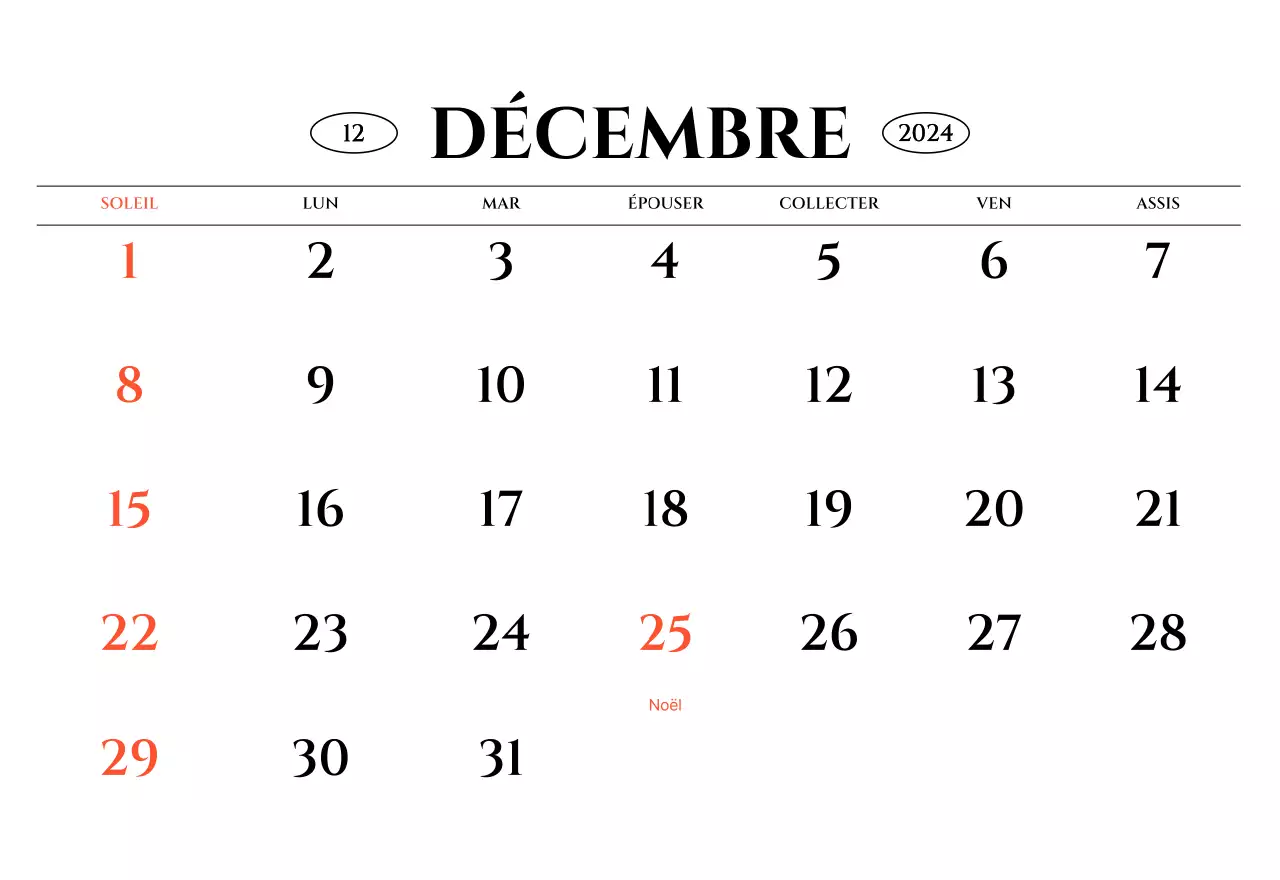 Calendrier mural de style simple avec concept de photographie de voyage émotionnelle en noir et blanc