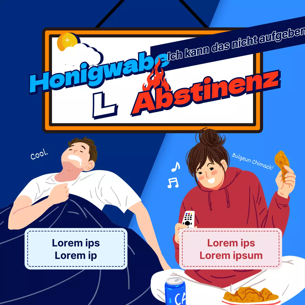 Vergleich von blauen und roten Waben mit Feuerwürmern