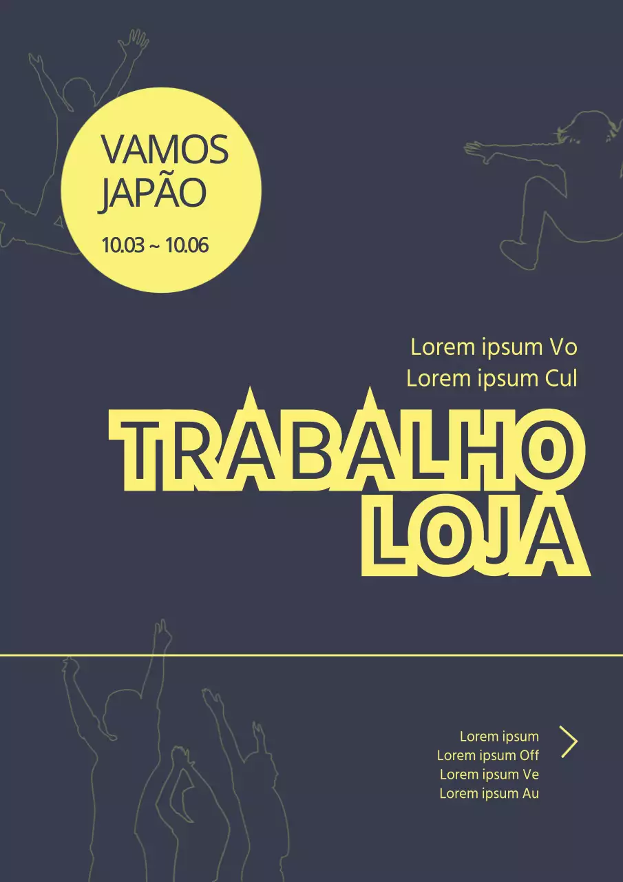 Cartaz promocional simples, amarelo e azul-marinho, para workshop de empresa