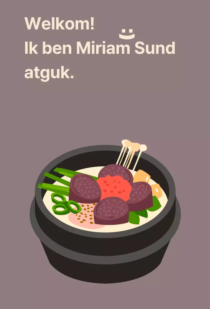 Sundaegukbap restaurant Balsaengt met sundaeguk op een rode bonen achtergrond