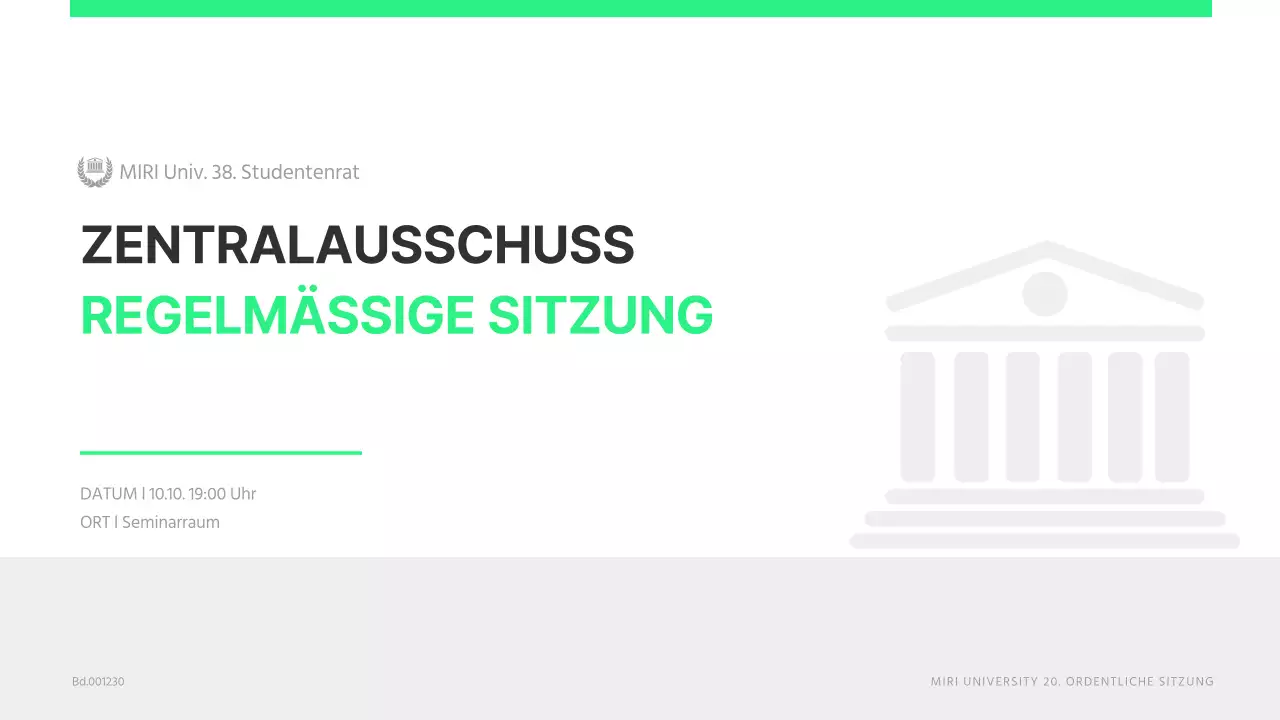 Eine einfache, lindgrüne Studentenratssitzung