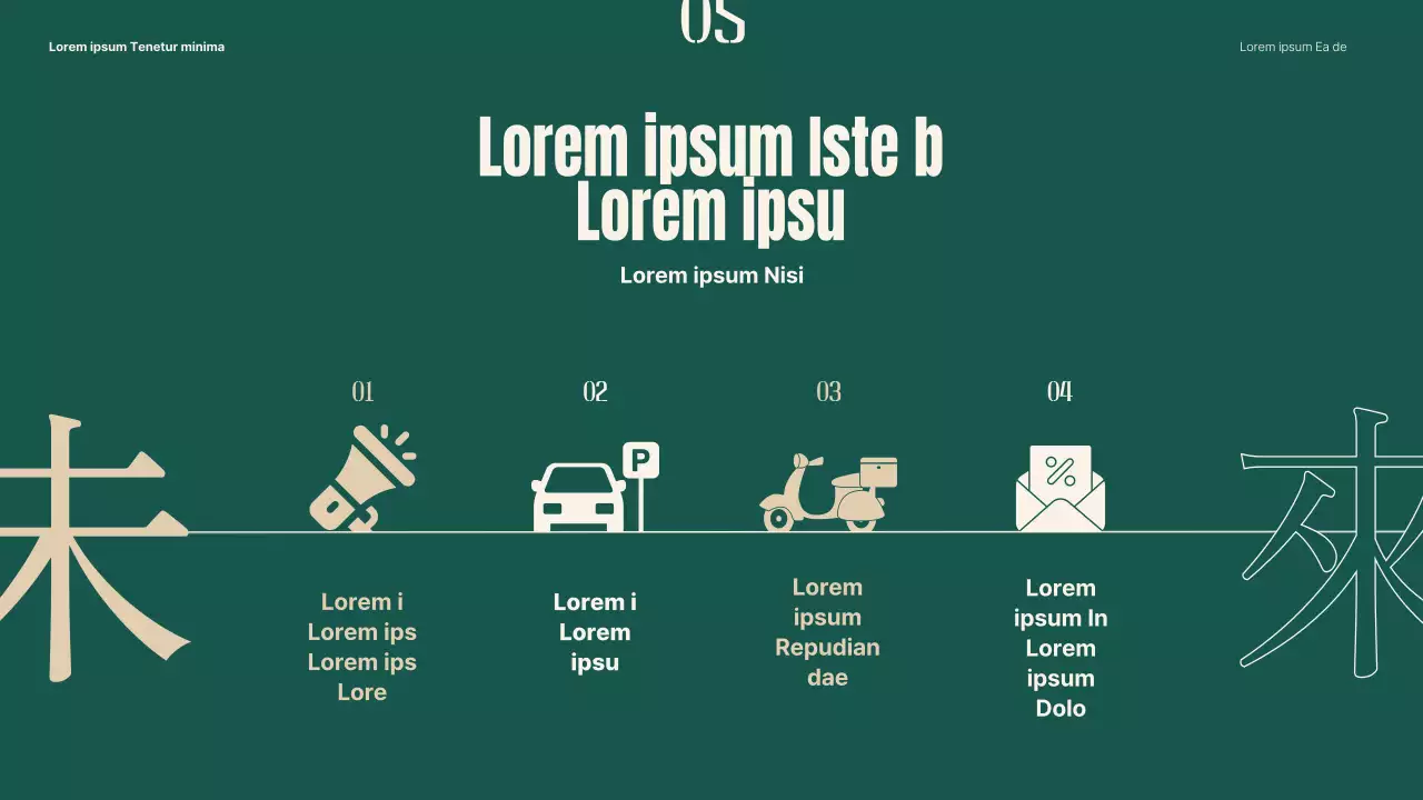 Plan om traditionele markten nieuw leven in te blazen met groene en beige objecten en typografie