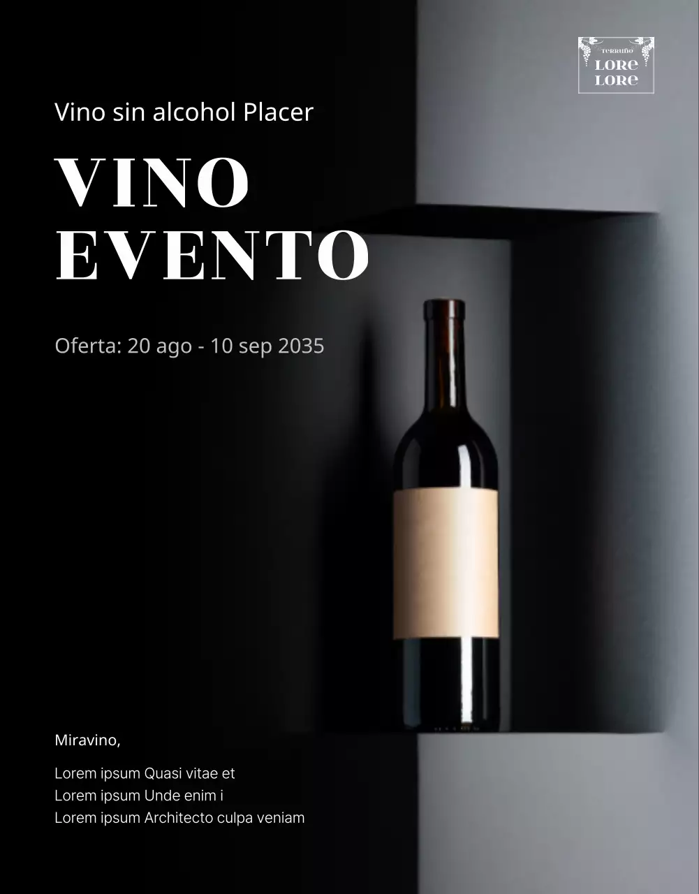 Detalles del evento de vino sin alcohol de Blacktone