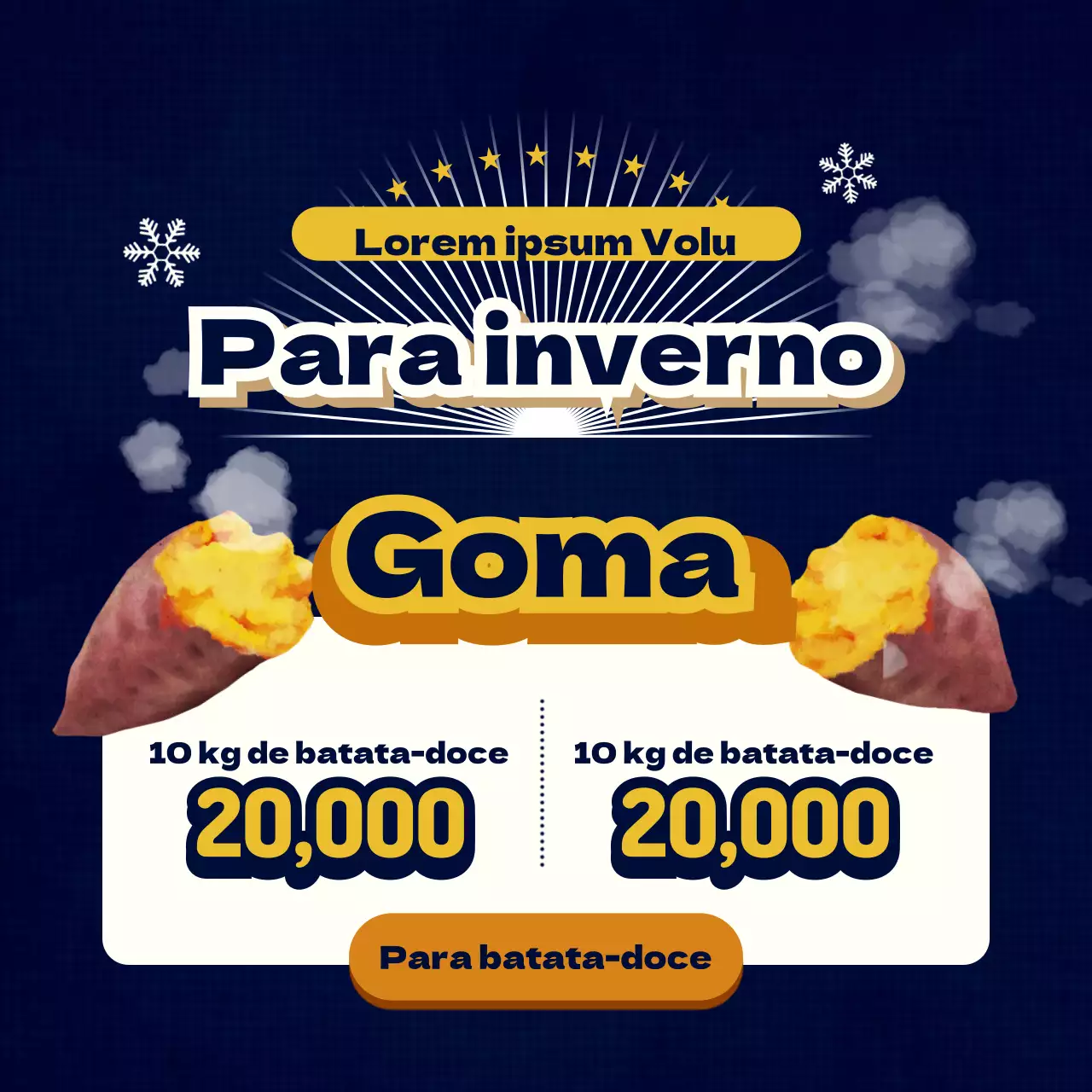 Lanche de inverno batata-doce