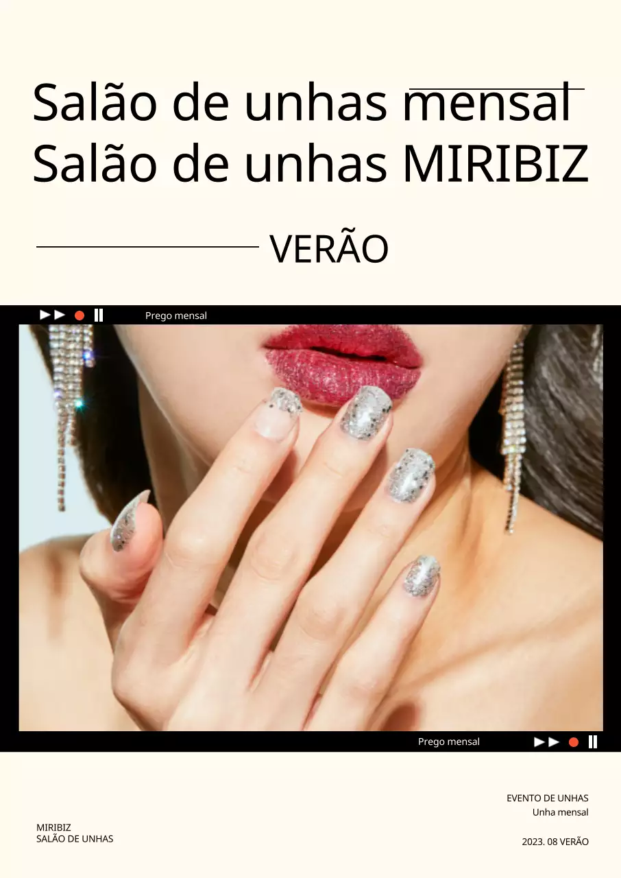 Cartaz promocional simples do prego do mês com fundo amarelo claro