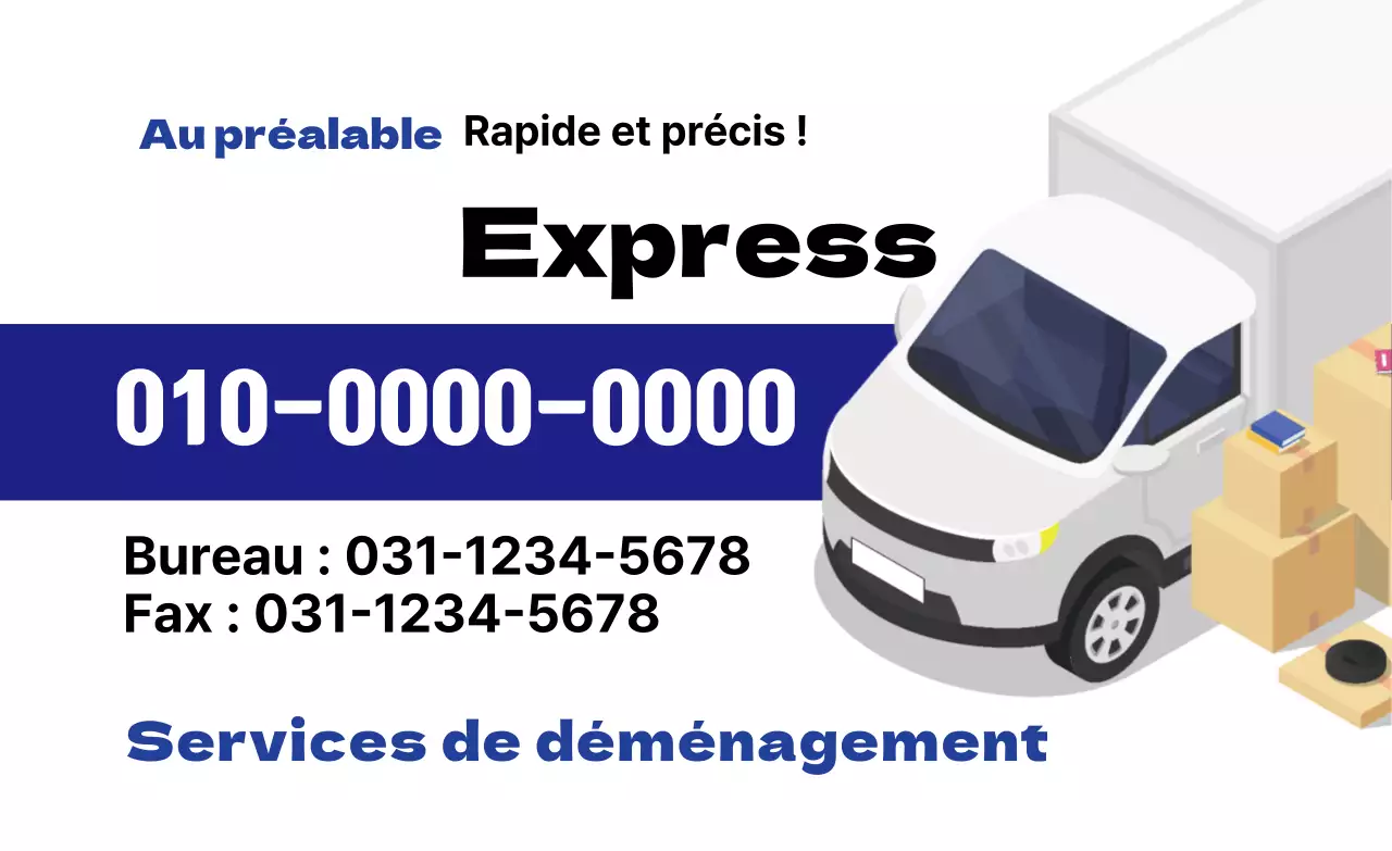 Cartes de visite d'une entreprise de déménagement
