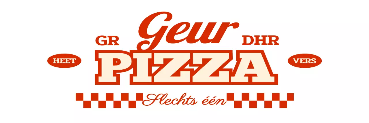Eenlijnig schortontwerp met een op vintage geïnspireerd pizzerialogo