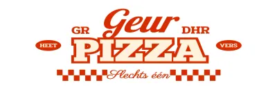 Eenlijnig schortontwerp met een op vintage geïnspireerd pizzerialogo