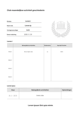 Maandelijkse clubactiviteit in zwart-wit Bijeenkomstmateriaal