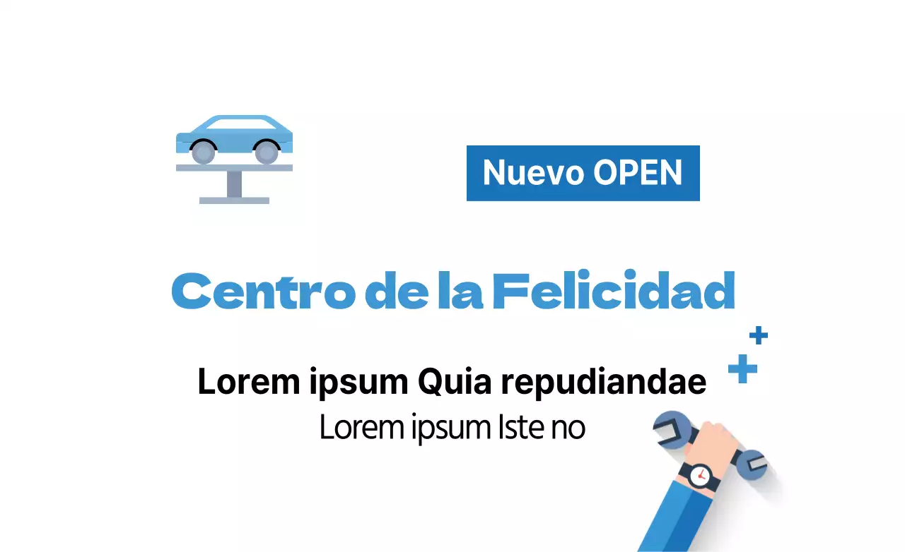 Estilo de texto sencillo y limpio en azul claro y azul marino Anuncio de la apertura de Casenta