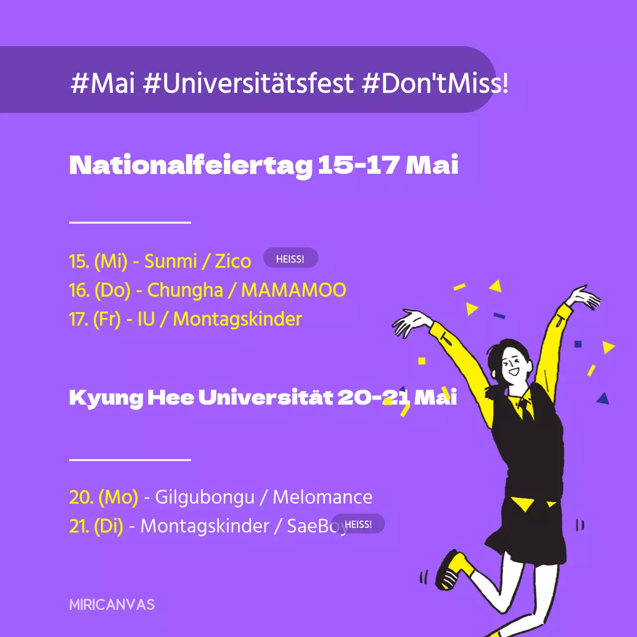 Festkalender der Universität