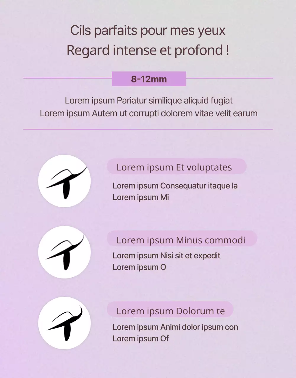 Guide de l'extension simple de cils mauves et bruns