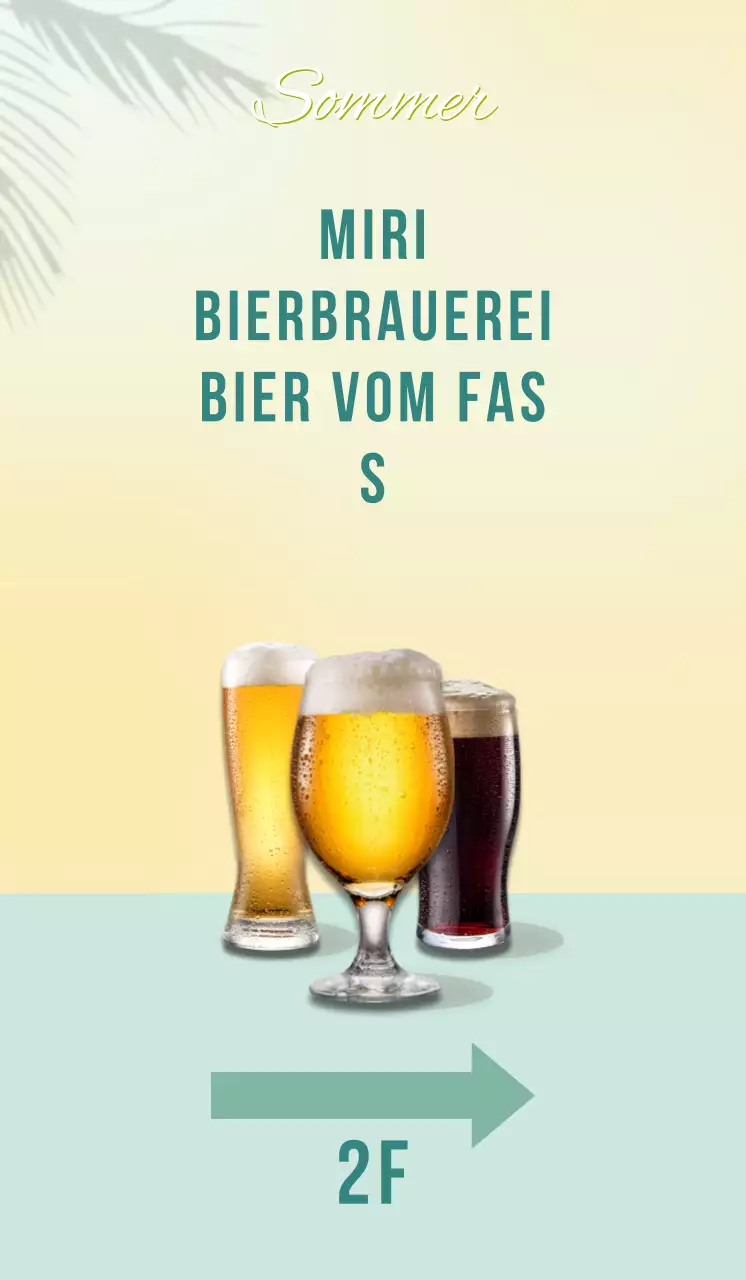 Sommerbier mit Palmen auf einem hellblauen Hintergrund