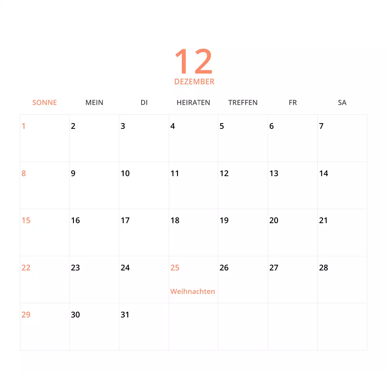 Niedlich illustrierter grüner Tischkalender mit Familienthemen