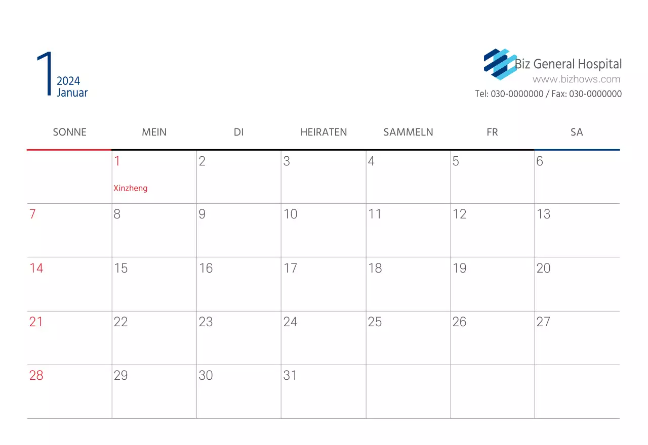 Navy Weiß Einfaches Krankenhaus