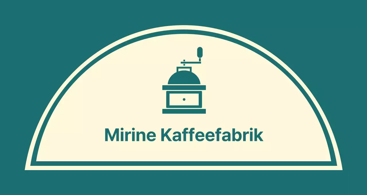 Kaffee-Café-Balsa mit türkisfarbener Linie, die eine Kaffeemühle darstellt