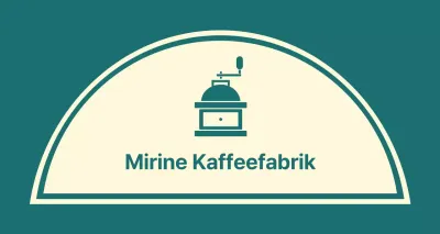Kaffee-Café-Balsa mit türkisfarbener Linie, die eine Kaffeemühle darstellt