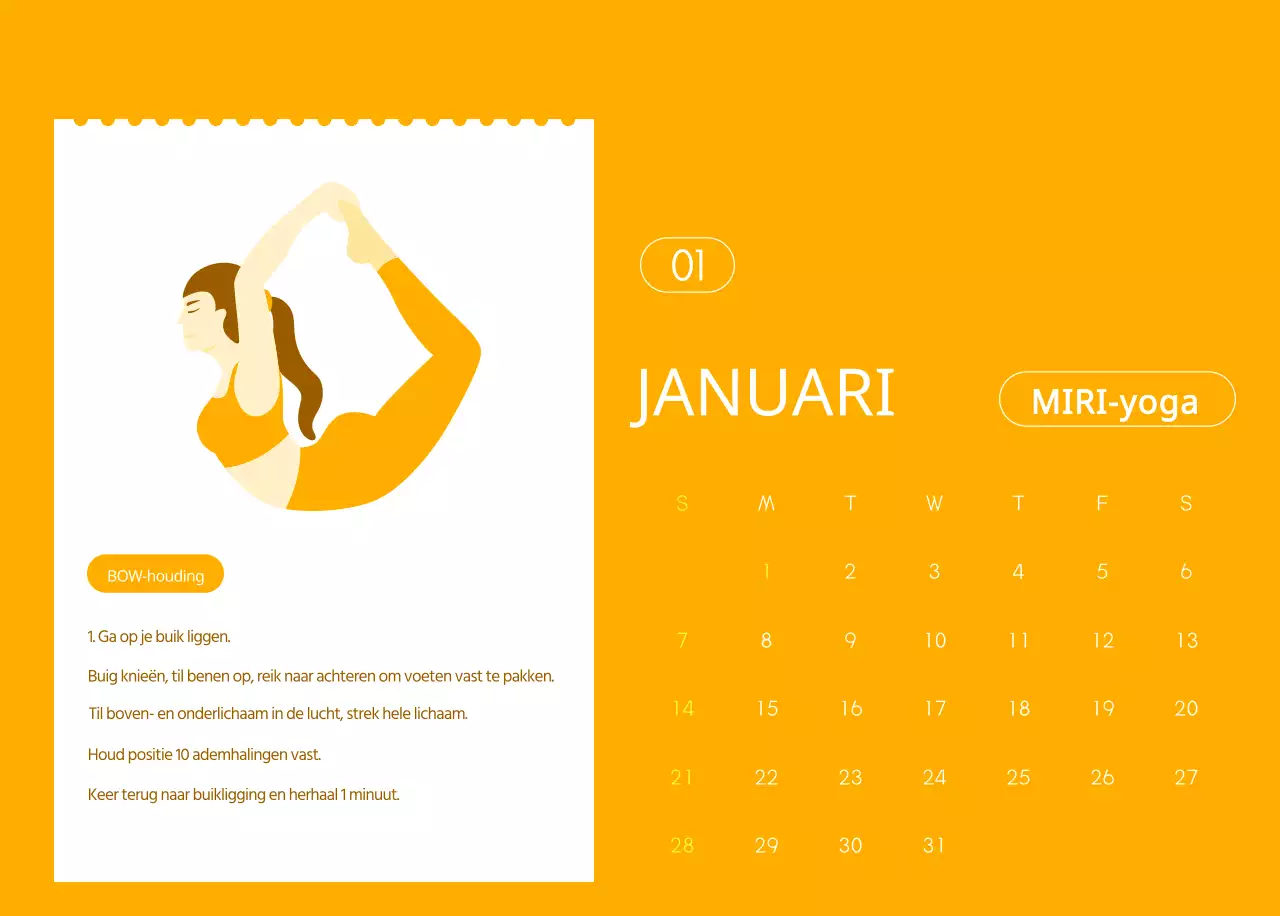 Oranje kalenders om weg te geven als je je yogastudio promoot