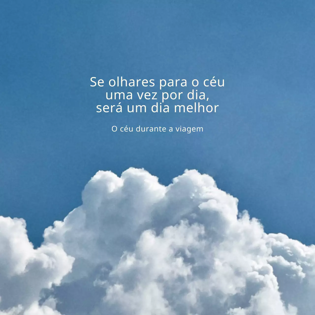 Um desenho com um texto emotivo com uma fotografia sentimental e vintage de nuvens