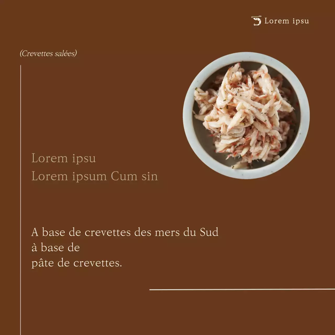 Promouvoir la nourriture brune et basique à base de crevettes et de jerk