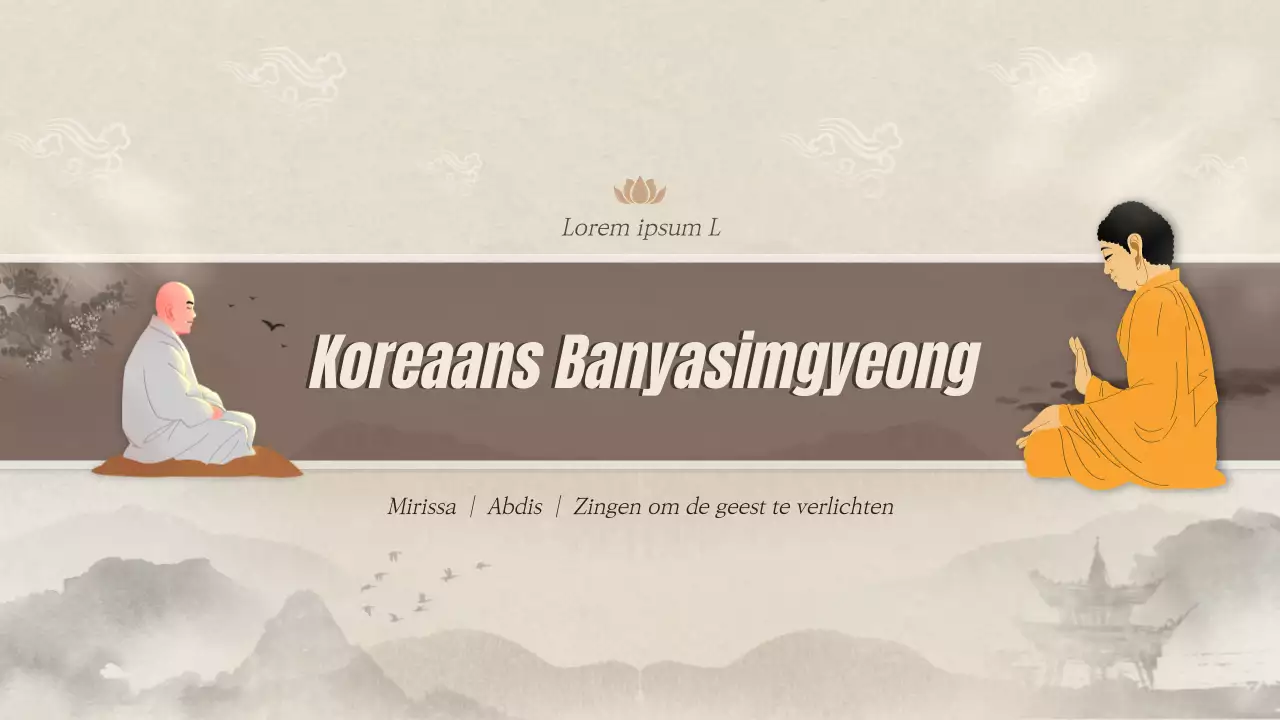 Beige en bruine Koreaanse schilderijen met een boeddhistische zoutmeditatie YouTube-kanaalKunst