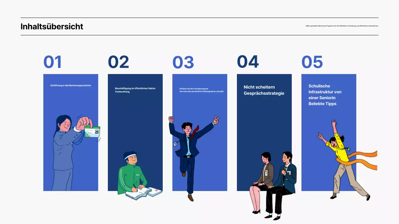 Vorstellung des speziellen Mentoring-Programms für öffentliche Unternehmen in blau