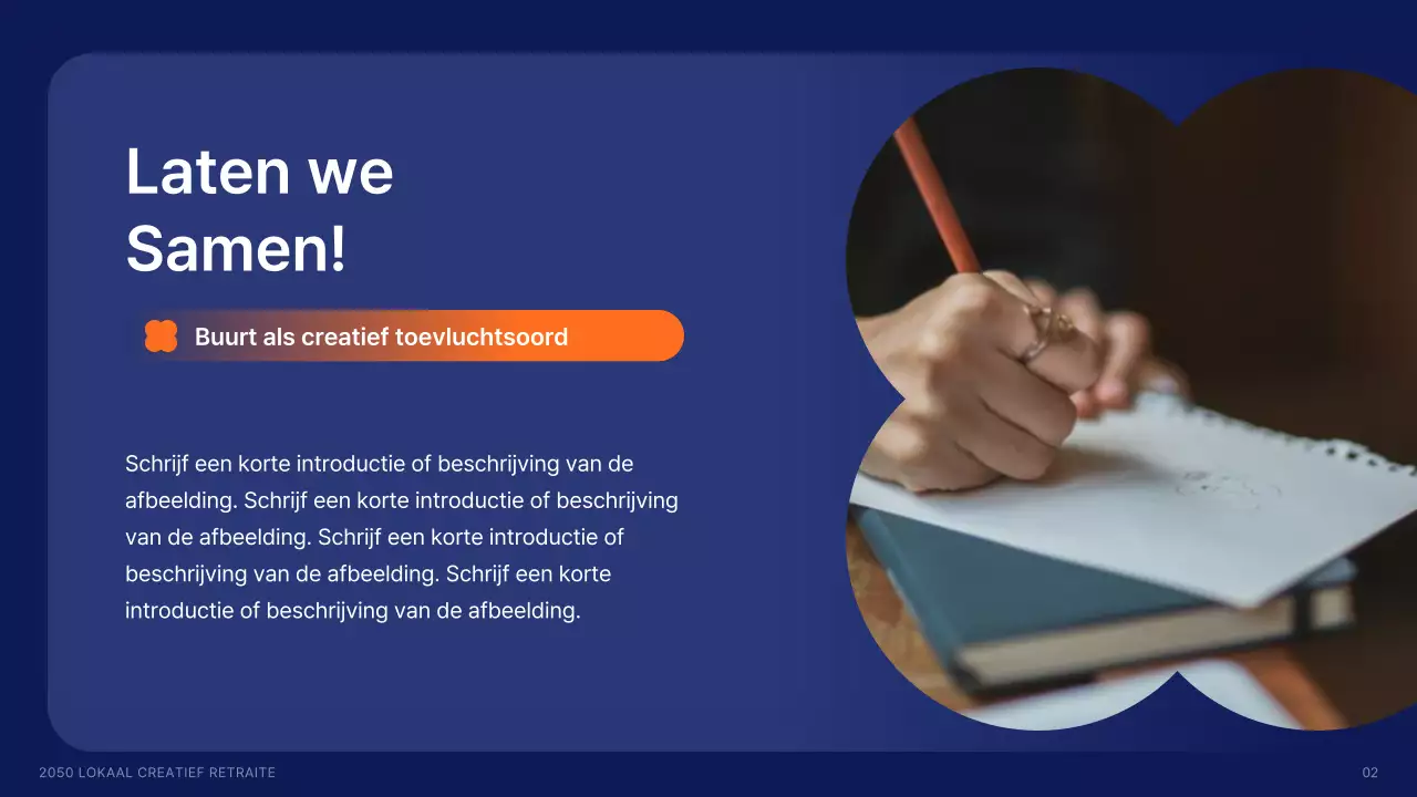 Lokale creatieven werven met vormen in marineblauw en accentkleuren