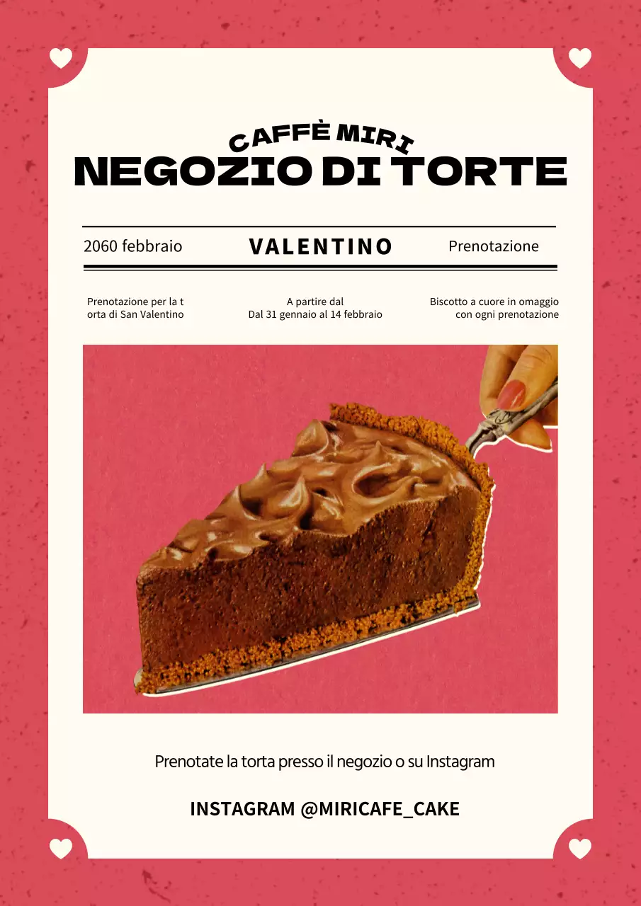 Una promozione rosa, simile a un giornale, per una pasticceria