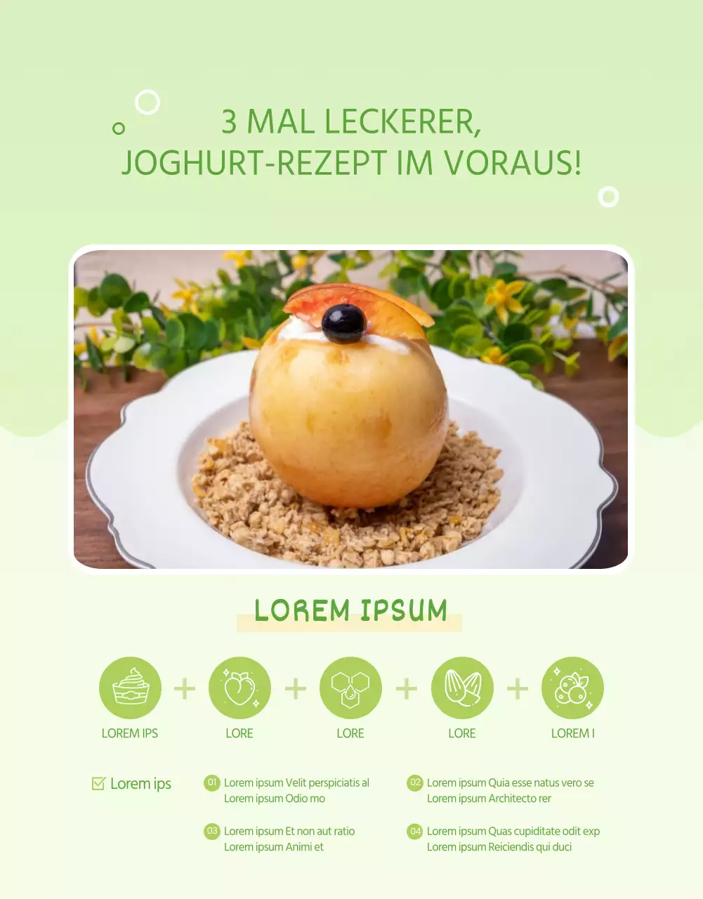 Einfacher, hellgrüner griechischer Joghurt Detailseite