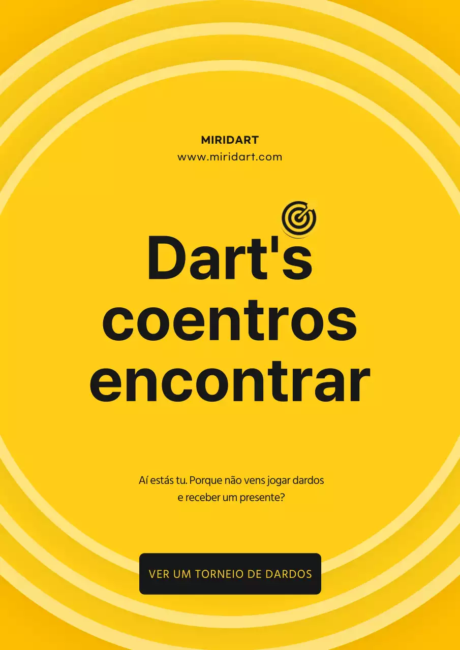 Apresentação de um evento simples de dardos amarelos e pretos