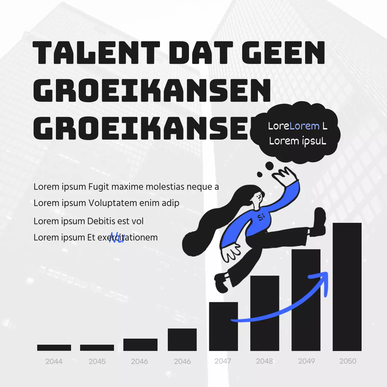 Dynamische, jeugdige zakelijke aankondiging met blauwe accenten