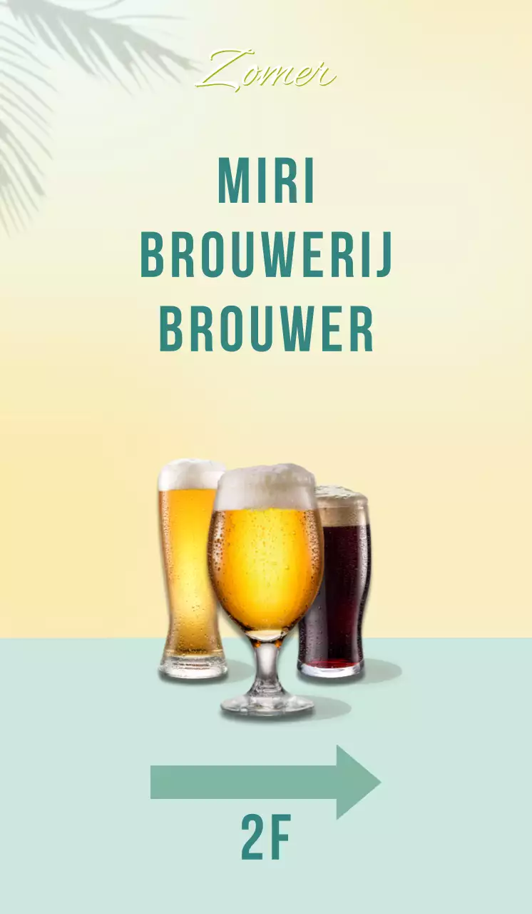 Zomerbier met palmbomen op een lichtblauwe achtergrond