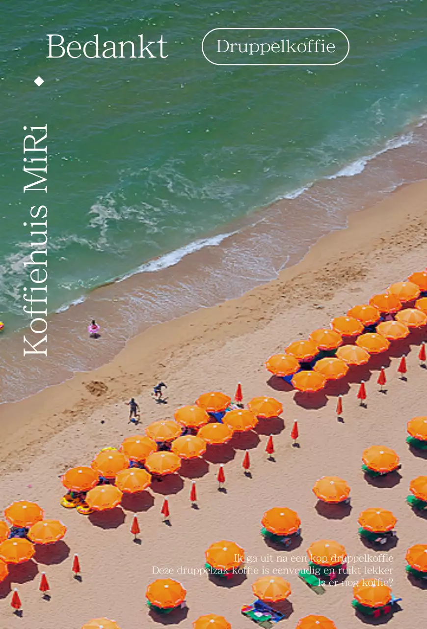 Promoot een zomers strandcafé met mooie oranje parasols