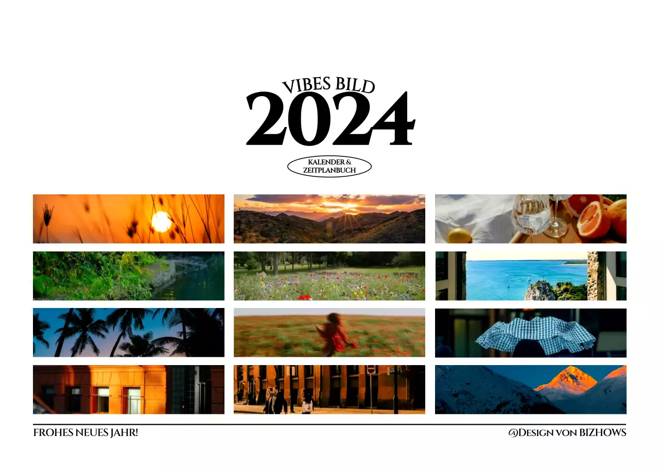 Einfacher Stil Wandkalender mit schwarz-weiß emotionalen Reisefotografie Konzept