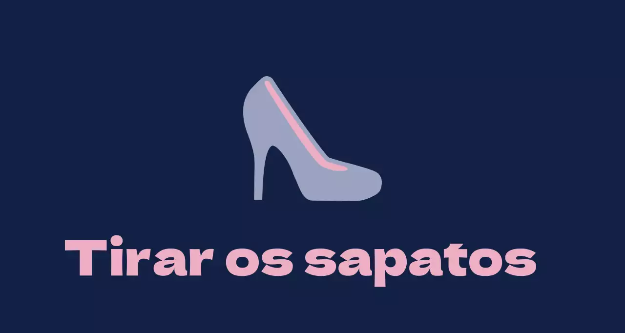 Sapatilhas de ballet sobre um fundo azul-marinho com um sinal a pedir para tirar as sapatilhas.