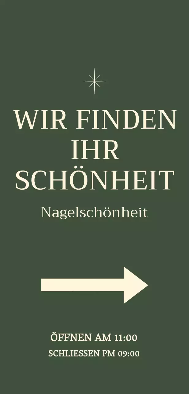 Nagelzeichen mit Stern-Illustration auf grünem Hintergrund