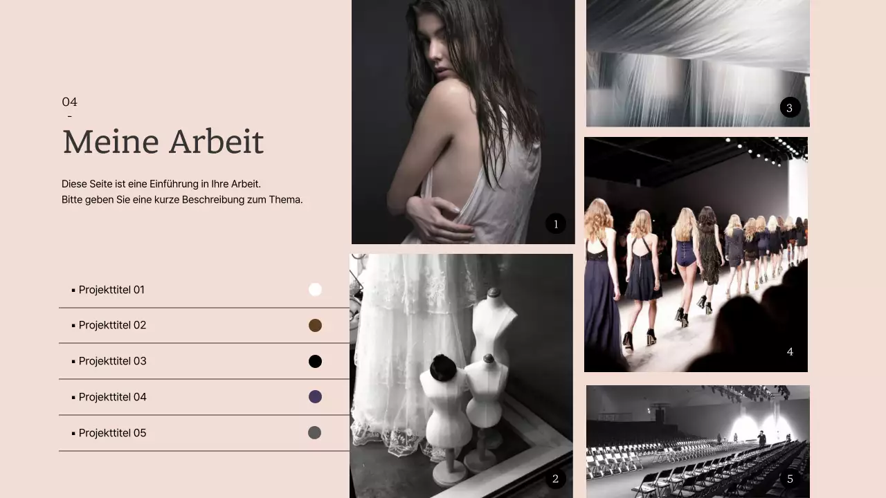 Einfaches Modedesign und Portfolio in Pastellfarben